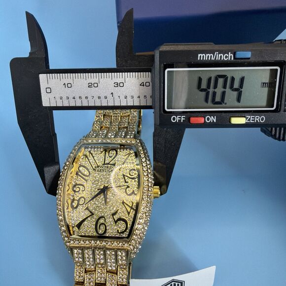 Luxury Men\'s X Iced Out Watch Hip Hop Diamond Quartz Montres Prestige Gold main image 5